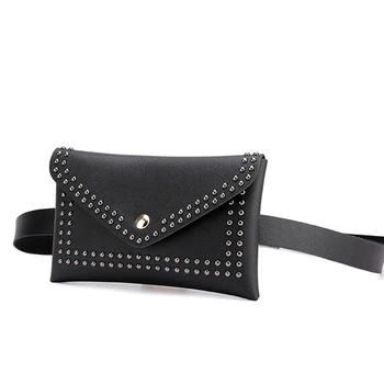 

Aelicy Solid Color Rivets Leather Waist Bag Women Hasp Small Mobile Pouch Chest Crossbody Bag Ladies Waist Pack Pouch Belt 1118