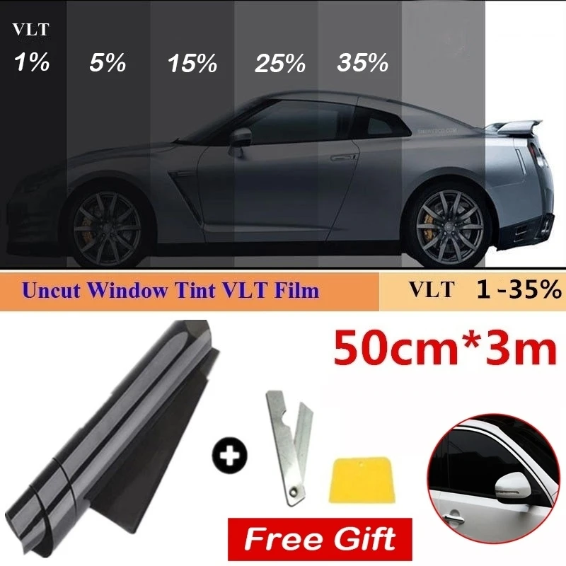 Mejor vendedor  Película opaca para ventana de coche, 1 rollo de 50cm X 3m, 1/5/15/25/35% VLT, pegatina de cristal, parasol, Protector UV, adhesivos de lámina Myw5enNZddn