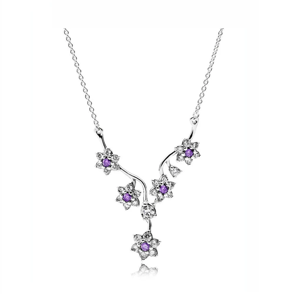 

NEW 100% 925 Sterling Silver 590519ACZ Charm Pendant Necklaces Women Necklaces Wholesale Jewelry