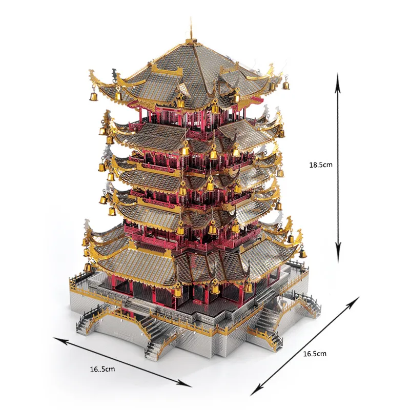Yellow Crane Tower 3D Metal Puzzles Architecture World Buildings Model Kits Laser Cut Assemble Jigsaw Adult Gift Toys Collection