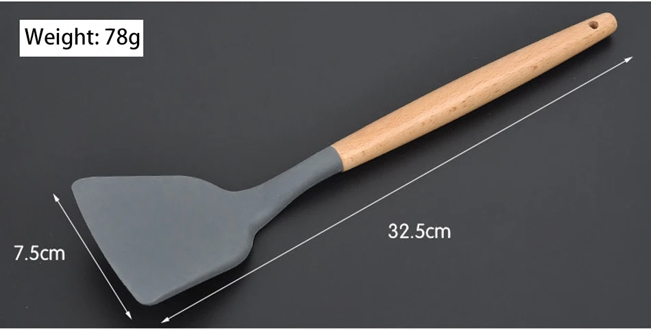 Экологичные силиконовые кухонные инструменты кухонная посуда лопатка Черпак ложка для супа с деревянной ручкой набор посуды кухонные аксессуары