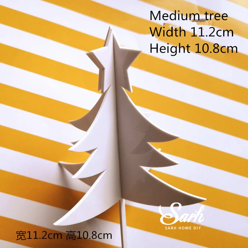 2pc medium tree 3D лазерные рождественские елки акриловые Топпер для торта Снежинка счастливый год детская обувь Санта Клаус принадлежности для выпечки Любовь Подарки - Цвет: 2pc medium tree