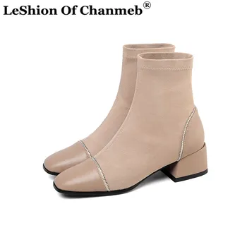 

Women Ankle Boots Square Toe Stretch Booties Large Size 43 Woman Shoes Spring Autumn Winter Lady Short Boots Size 33 Botas Mujer