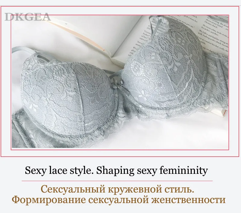 Бренд, сексуальные бюстгальтеры, пуш-ап, комплект нижнего белья, хлопок, толстый бюстгальтер, серый, Женский комплект бюстгальтер и трусики, кружевной, черный, с вышивкой, комплект нижнего белья