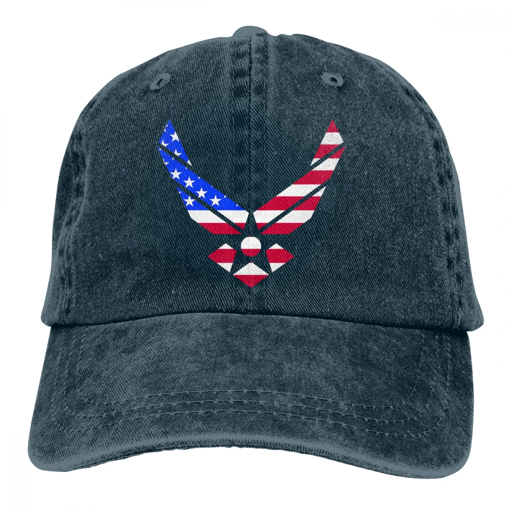 США Air Force крыло флаг США Casquette черный унисекс Мужские Женские джинсовые бейсболка с ремешком кепки Регулируемый Гольф папа шляпа