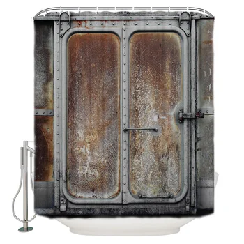 

Waterproof Polyester Fabric Shower Curtain Iron Gate Warehouse Shower Curtain