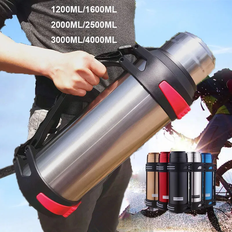 1200-4000ML Large Thermos Bottle Vacuum Flasks Stainless Steel Insulated Water Thermal Cup With Strap 48 Hours Insalation | Дом и сад