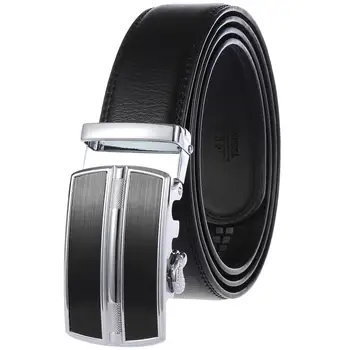 

160cm Men's Genuine Leather Ratchet Belt Dress with Slide Click Automatic Buckle Mens Belts Luxury Ceinture