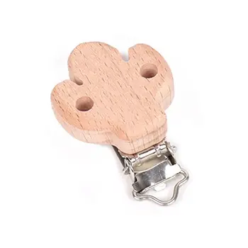 

Cute Cactus-shaped Beech Wood Pacifier Clip Baby DIY Preferred Nipple Chain Accessories