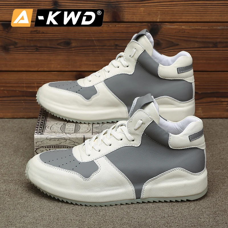 New Men Casual Shoes Fashion Black Designer Shoes Genuine Leather Shoes High Top Men Sneakers Chausure Homme Luxury Sneakers Men