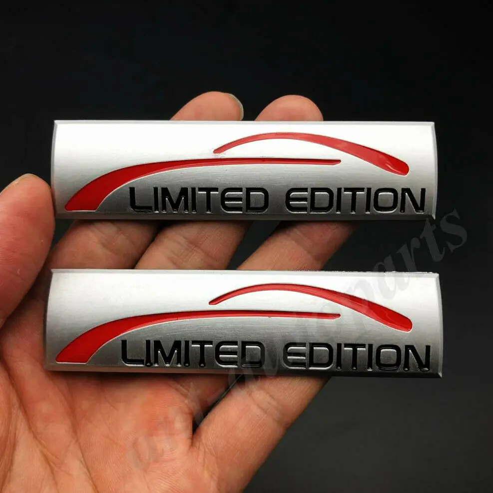

2pcs Matte Silver Limited Edition Car Trunk Fender Emblem Badge Sticker Sport