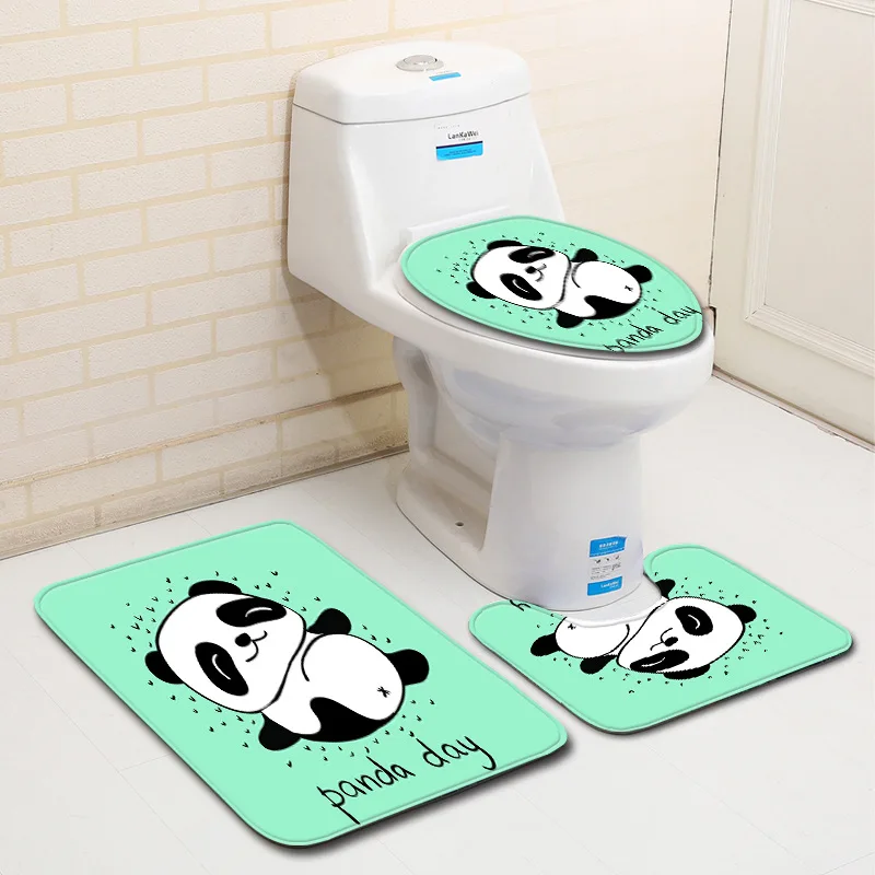 Zeegle 3 шт набор ковриков для ванной с принтом панды коврик для ванной нескользящий коврик для ванной комнаты мягкий Поролоновый коврик для туалета коврик для ванной комнаты ковер для ванной комнаты