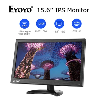 

Eyoyo EM15Y 15.6'' IPS Screen Monitor TV Computer Display FHD 1920x1080 With AV VGA BNC USB HDMI Monitor For PC Security Camera