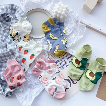 

New summer cartoon fruit cotton watermelon lemon strawberry banana avocado women Korean version of socks fashion street socks