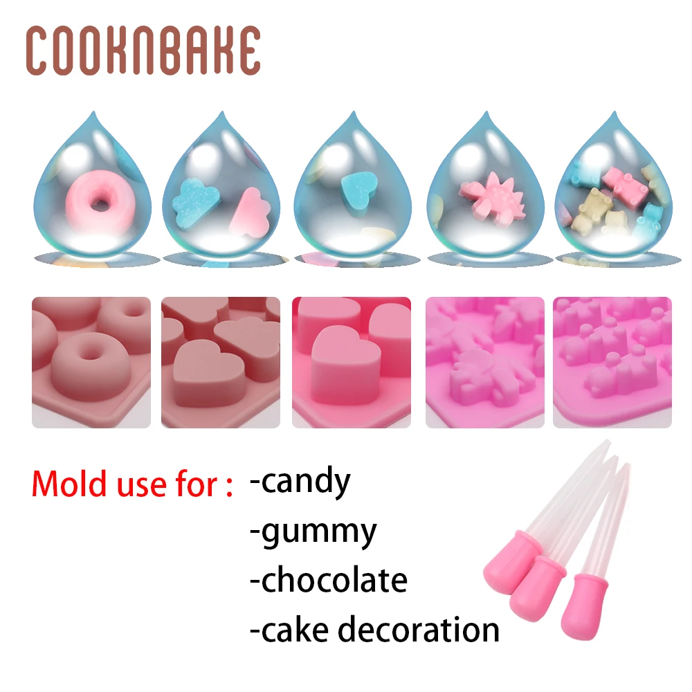 COOKNBAKE форма для десертов силиконовая форма «Медведь» для конфет шоколад 5 шт./компл. инструмент для украшения торта с капельницей мини-пончик динозавр
