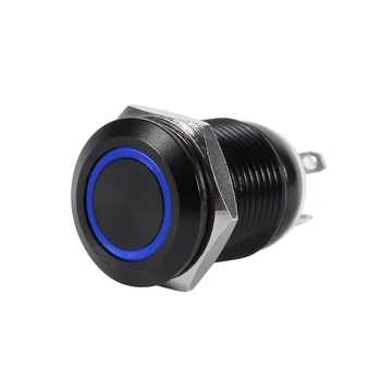 

Momentary Push Car Ring LED Light Button Switch 12mm Screw Thread LED Button Switch Toggle Black Case Waterproof 2A​​