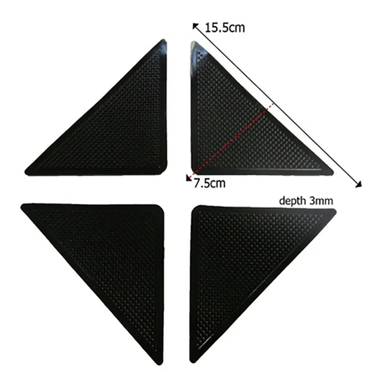 4pcs Black Anti-slip Carpet Gripper