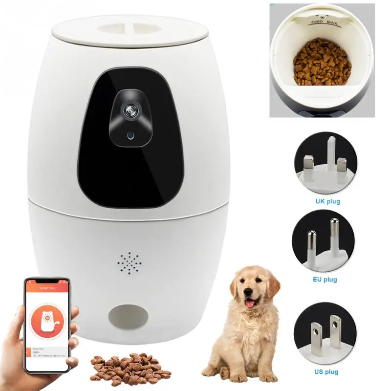 

Smart Automatic Food Feeding Machine Cat Pet Treat Dispenser 720P HD Video APP Support Electric Dog With Camera EU/US/UK Plug