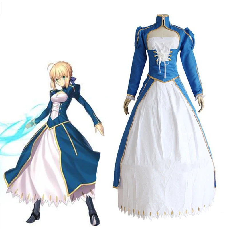 Аниме Fate Stay Night Косплей костюмы сабля платья для костюмированной вечеринки на