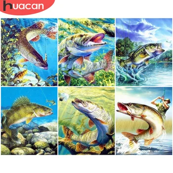 

HUACAN DIY Painting By Number Fish Hand Painted Paintings Art Drawing On Canvas Gift Pictures By Numbers Animal Kits Home Decor