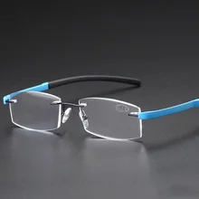 Очки для чтения без оправы с защитой от усталости для мужчин, синие увеличительные очки, женские диоптрические очки для пресбиопии+ 1,0-4,0 Gafas Lectura