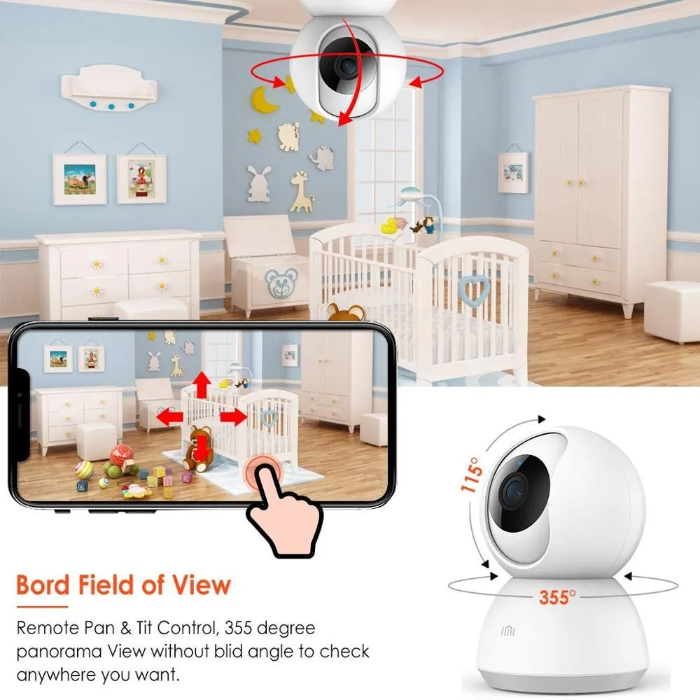 Original Xiaomi Mijia 360 Degree Night Version IP Smart Camera WiFi Voice Baby Monitor Webcam For Mi Home - Global Version wireless cam