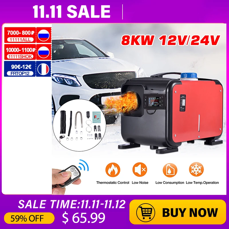 

12V/24V Car Heater 5/8KW Universal All InDiesel Fuel Air Parking Heater LCD Monitor For Trucks/Motor-home/Boats/Camper Van