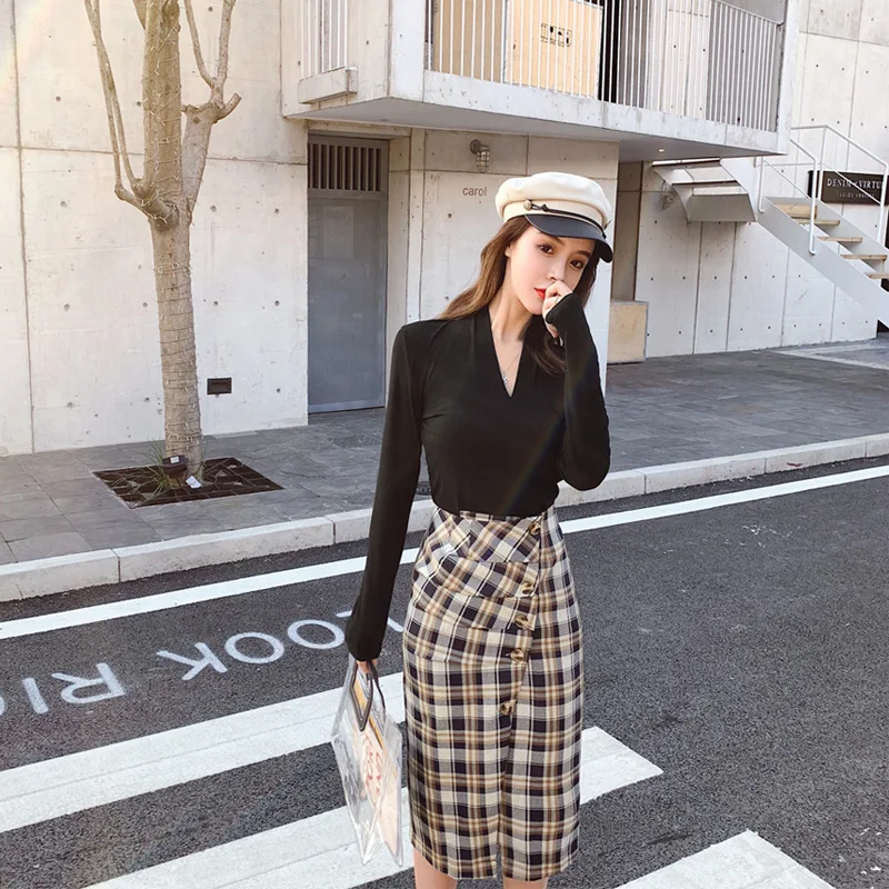 

Early Autumn Two-Piece Set 2019 New Style Western Style Elegant Early Autumn Online Celebrity Young Fashion Slimming Goddess Mat