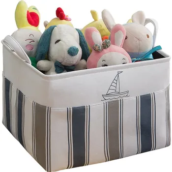 

Portable Rectangular Fabric Closet Storage Baskets Kid Toys Organizer Wardrobe Shelf For Clothes Storage Box With Rope Handles