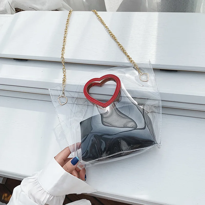 

Transparent Jelly Shoulder Bag Women's 2019 New Style Fashion Korean-style Versatile Shoulder Bag Square Sling Bag