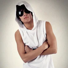 Новинка, мужская Толстовка без рукавов, толстовки, футболка с капюшоном, майка, Спортивная, для фитнеса, хлопок, одноцветная футболка, топы FIF66