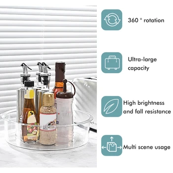

Rotating Storage Tray Kitchen Countertop Cabinet Turntable Condiment Holder Cosmetic Organizer