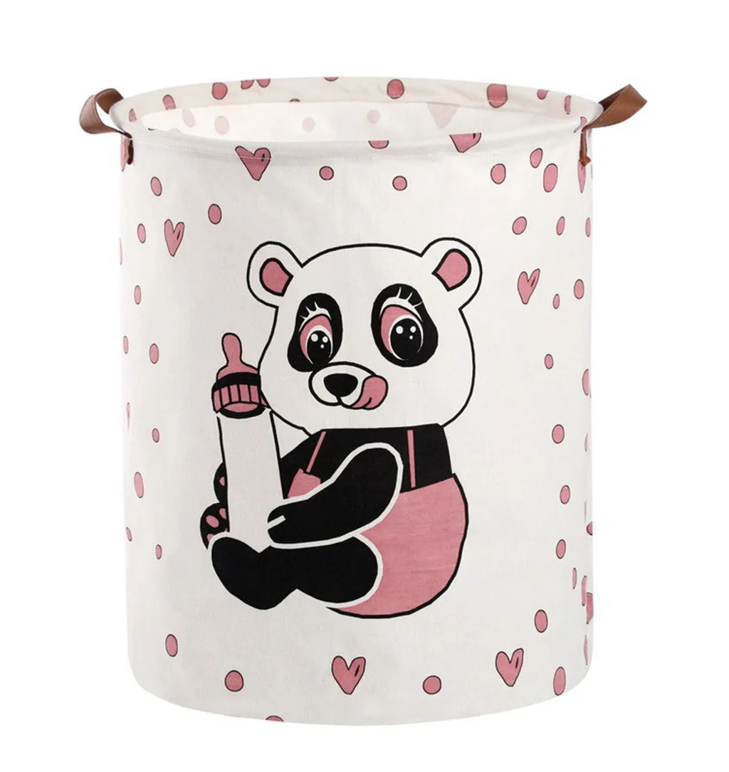 Cotton Linen Waterproof PE Coating Sundries Toy Basket Storage Folding Cartoon Dirty Clothes Laundry | Дом и - Цена: 