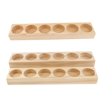 

2 Pieces 15ml Wood Essential Oil Bottles Vials Displaying Storage Rack Holder (6 Holes + 12 Holes)