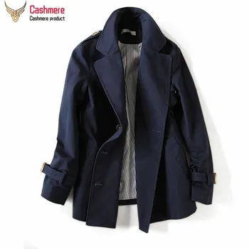 

Windbreaker women's short coat 2020 spring autumn fashion double-breasted windbreaker women's casual slim windbreaker khaki coat