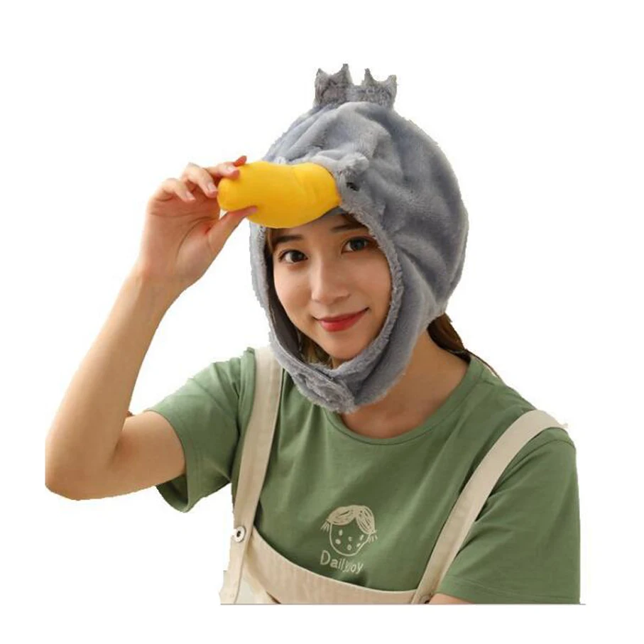 Toucan head bird hood hat plush hat toy birthday stuffed cap gift