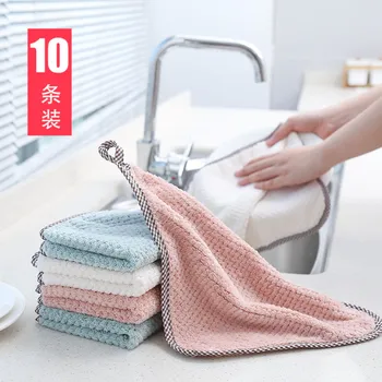 

. 10 Packaged in the Shape of Bars Mounted Kitchen Rags Household Hand Towel Oil Is Not Easy to Shed Dishcloth Cleaning Cloth Sc