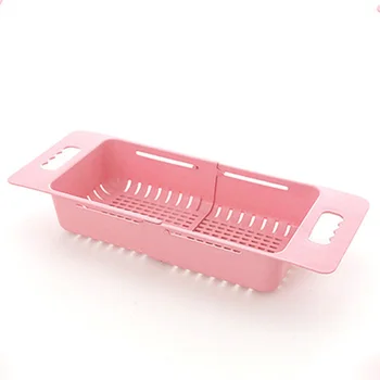 

Rice Dish Plastic Drain Vegetable Retractable Strainer Basket Adjustable Sink