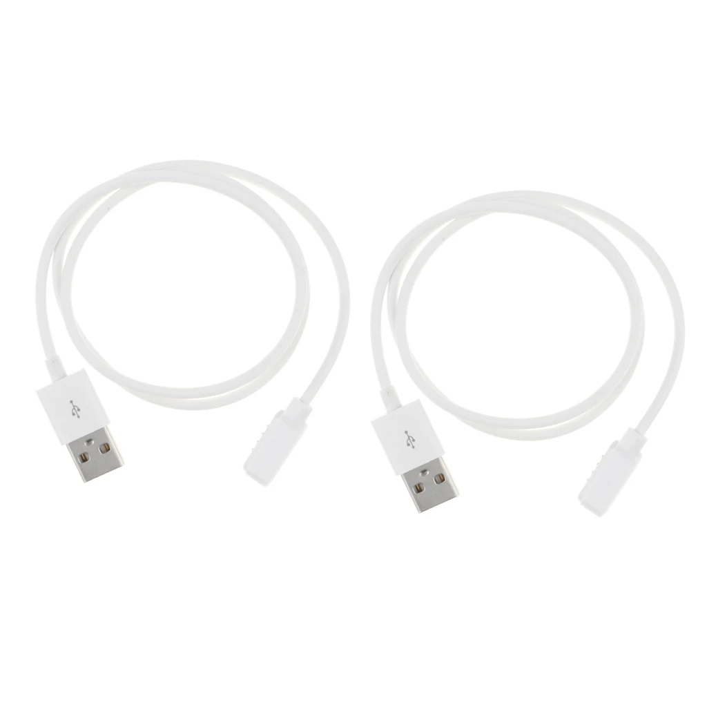 2 Pieces 4 Pins Magnetic Suction Charger Magnetic Adsorption Charger Cable for Smartwatch