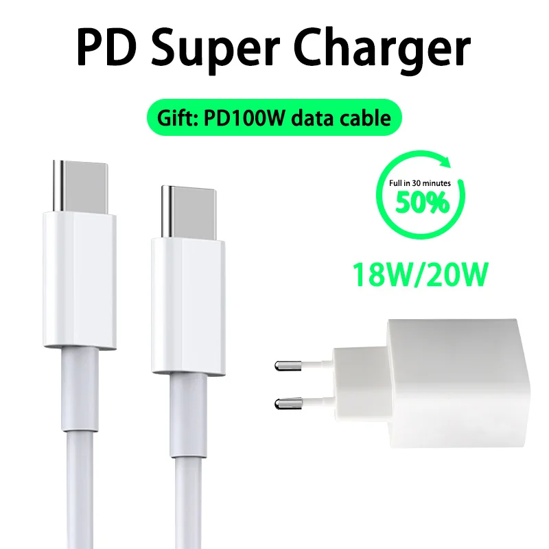 100W PD Quick Charger 20W USB C Fast Charger for iPhone 12 X Xs 8 PD Charger for Macbook Pro iPad Pro11USB C To Type C Cable