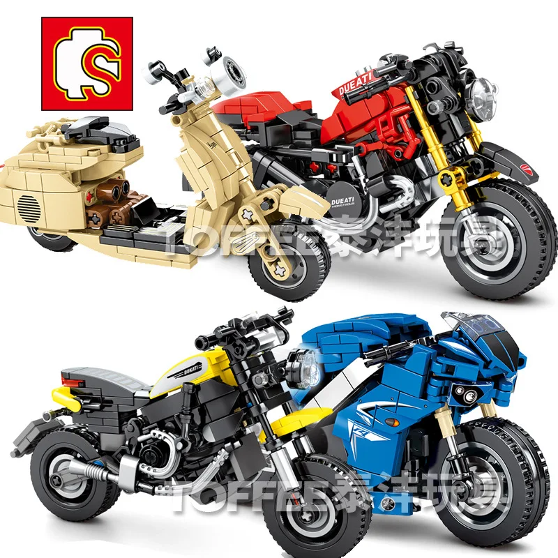 

701102-5 Sheep Motorcycle Assembled Small Particles Boy Motorcycle Building Blocks Toys