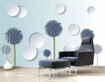 

CJSIR Custom 3d Wallpaper Mural Simple Modern Light Blue Dandelion Circle 3D Solid Background Wall Papers Home Decoration