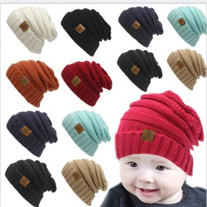

Winter Hats For Kid's Beanie Warm super star Hat Knit Beanies Slouchy Hats For Girls Cute Boys Knitted Skullies Cap Baggy Hats