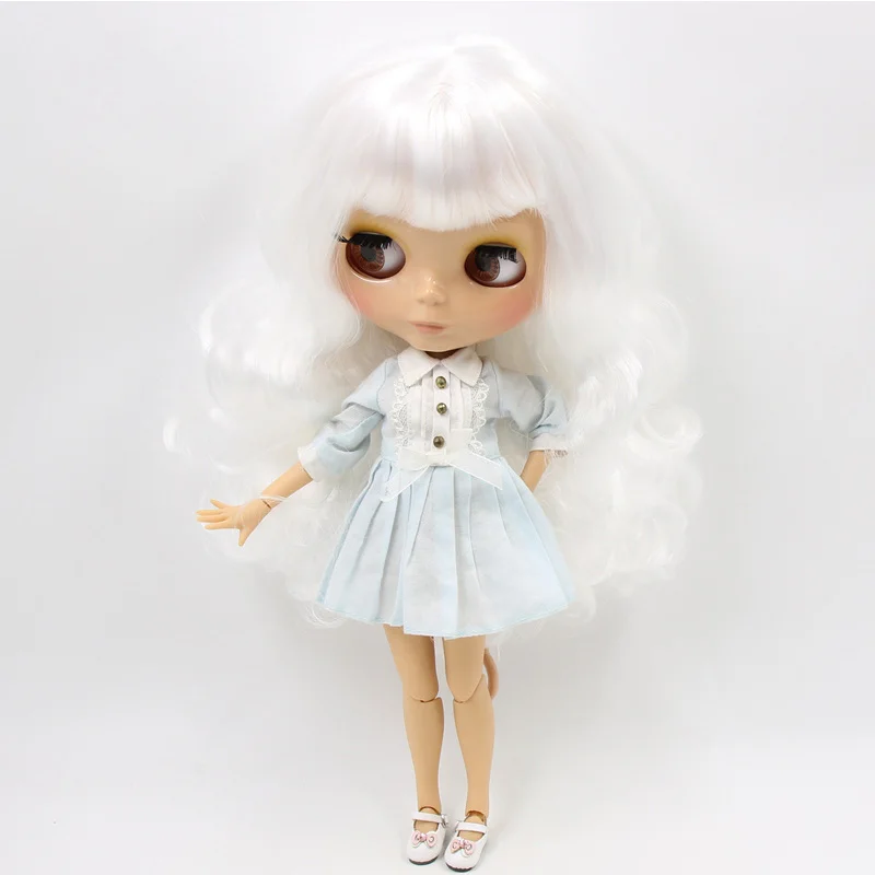 ICY Nude Blyth Doll Serires No. BL136 белые волосы с челкой жжение кожи 1/6 BJD