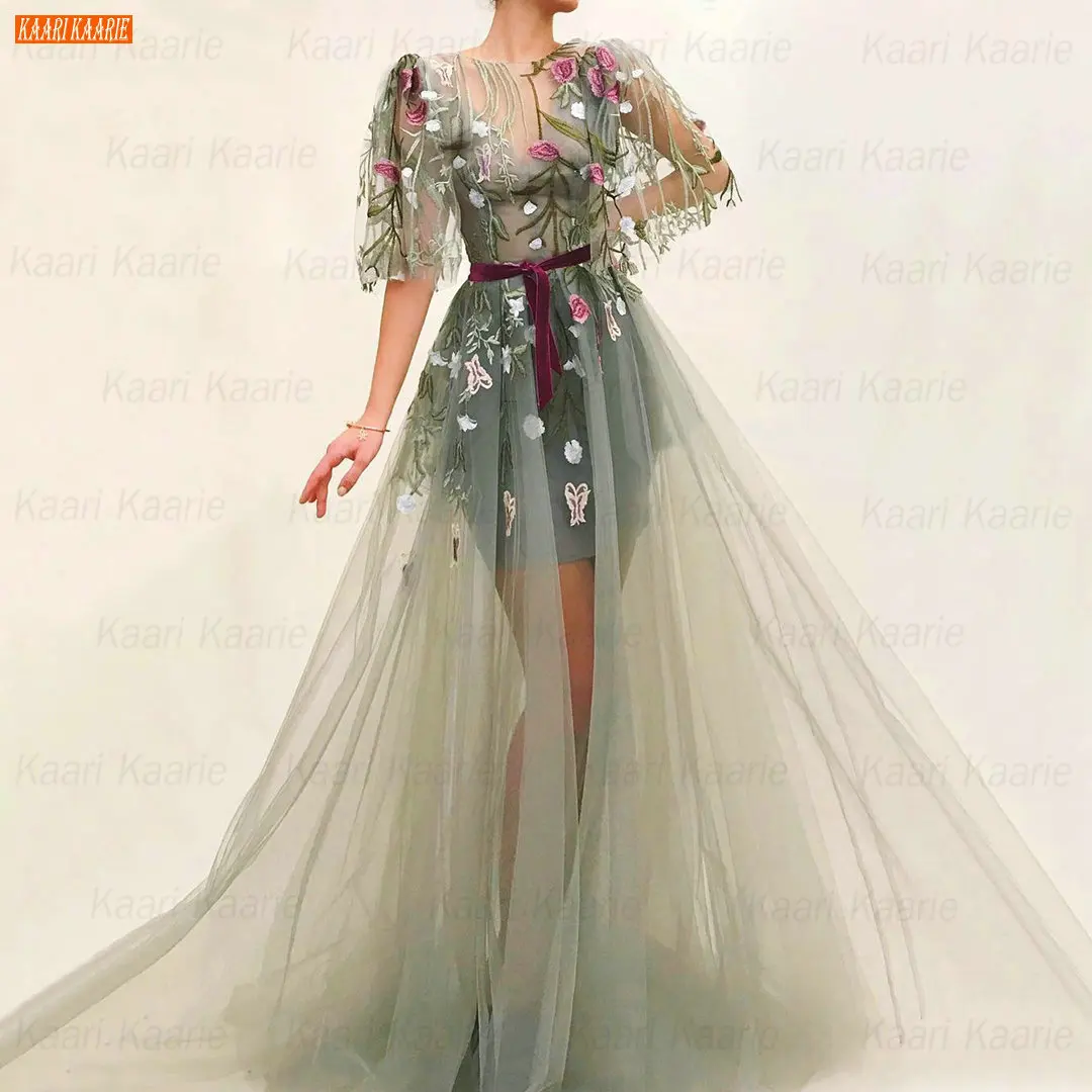 pink prom dress Fashion O Neck Prom Dresses Long 2021 vestido de fiesta de boda Customized платье на выпускной A Line Tulle Applique Party Gowns sage green prom dress