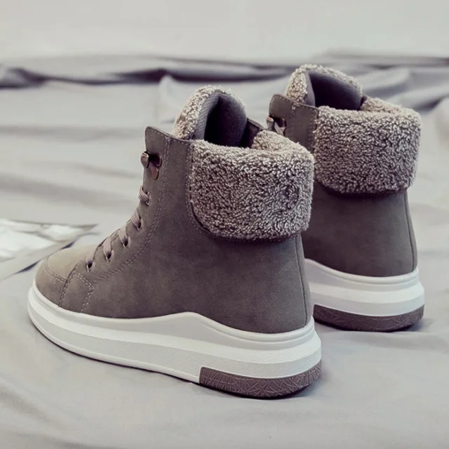 Winter gray Женские кроссовки; Новая модная женская повседневная обувь из флока; дышащая женская обувь на плоской платформе со шнуровкой; сезон осень-зима; OEING - Цвет: Winter gray