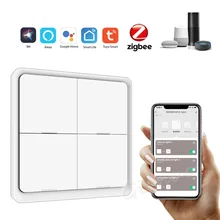 Tuya – interrupteur de scène Zigbee pour maison intelligente, panneau sans fil, multicanal, paramètres personnalisés, application, télécommande, installation de bande adhésive Double face