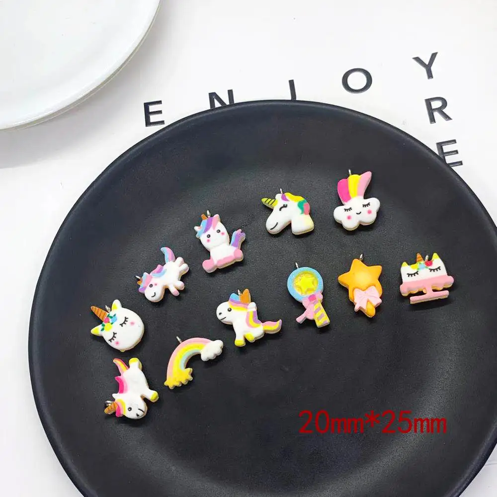 10pcs Kawaii Flatback Cartoon Resin Mini Unicorn Pendant Charm For Hair Jewelry Making DIY Phone Case Decoration Craft Accessory | Украшения