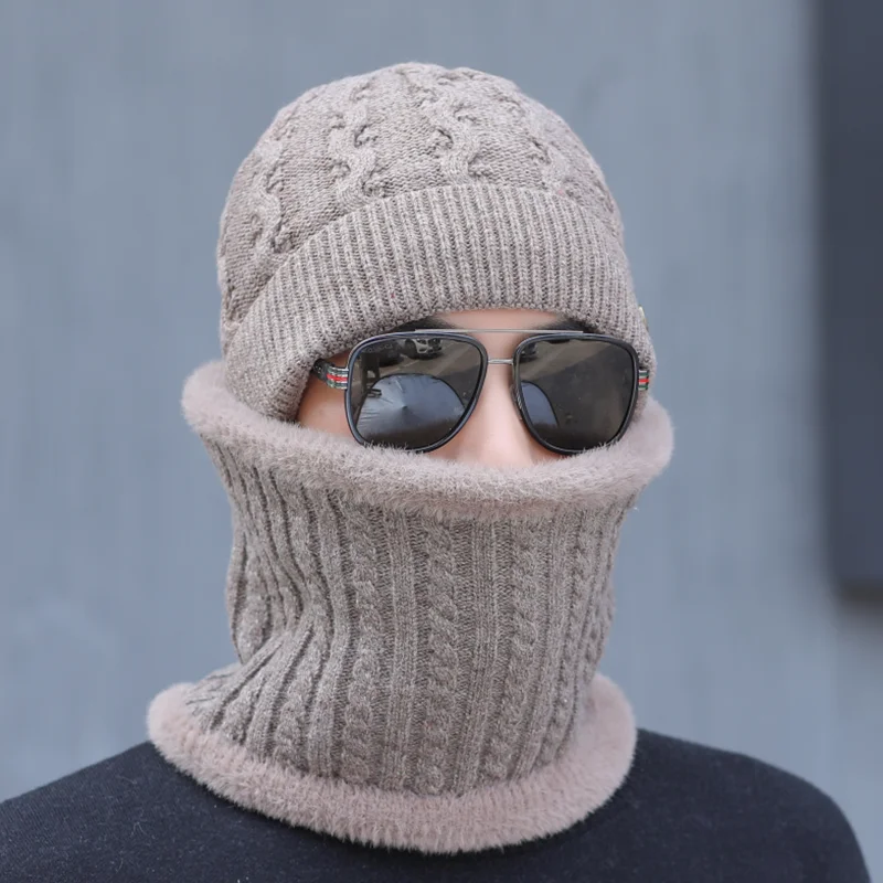 Skullies, зимние шапочки, мужская вязаная шапка, шарф с шерстяной подкладкой, мужские зимние шапочки, шапки Gorras для мужчин, шапочки