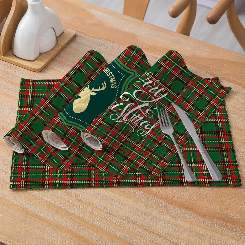 

1PC 32X42cm Table Mat Christmas Tree Kitchen Decoration Placemat Table Napkin for Wedding Dining Accessories Table Mat
